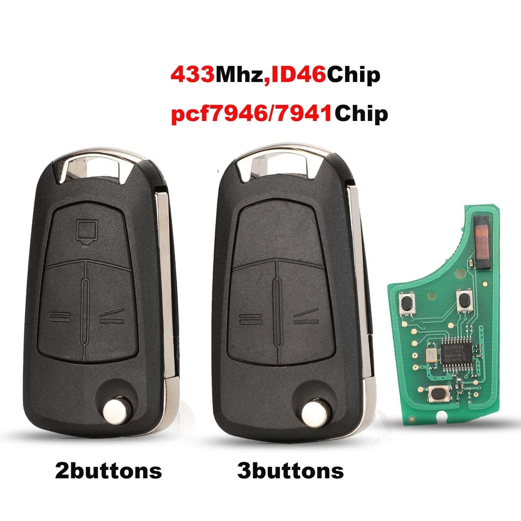 Chiave remota PCF7941 per Opel/Vauxhall Astra H 2004-2009, Zafira B 2005-2013 PCF7946 Vectra C 2002-2008 Signium