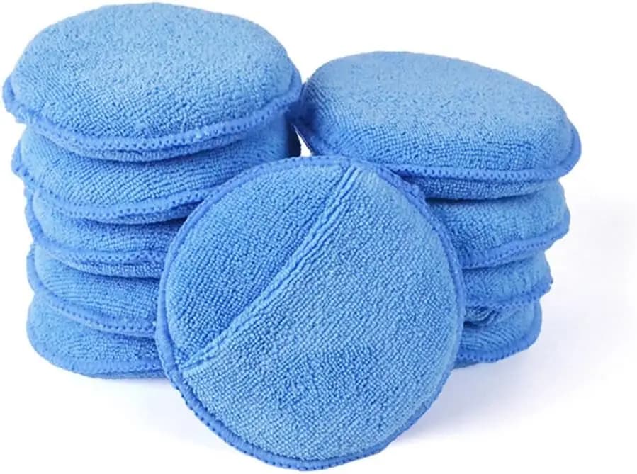 Tamponi Applicatori di Cera in Microfibra con Tasca per Dita per Auto, Spugna Ultra-Morbida, Blu, Diametro 5 Pollici, Confezione da 10