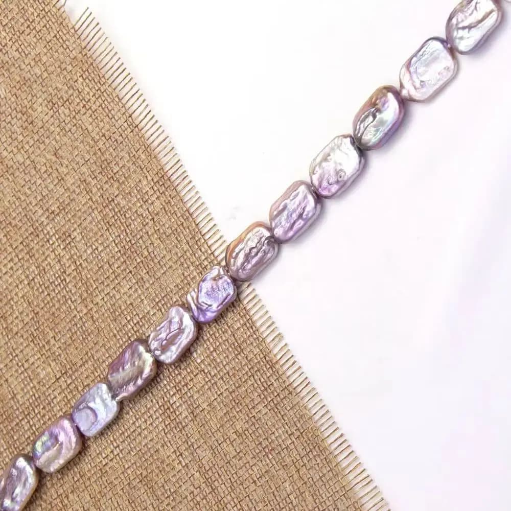 Perle Naturali d'Acqua Dolce Viola, Perle Barocche Rettangolari Sciolte per Bracciali e Collane Fai-da-Te, 12-13x17-18mm, 1 Filo