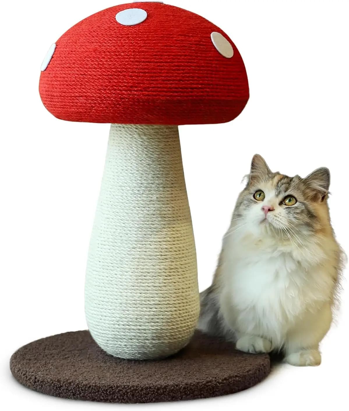 Torre per Gatti a Forma di Fungo con Tiragraffi Completamente Rivestito in Sisal per Gatti da Interno, 50 cm