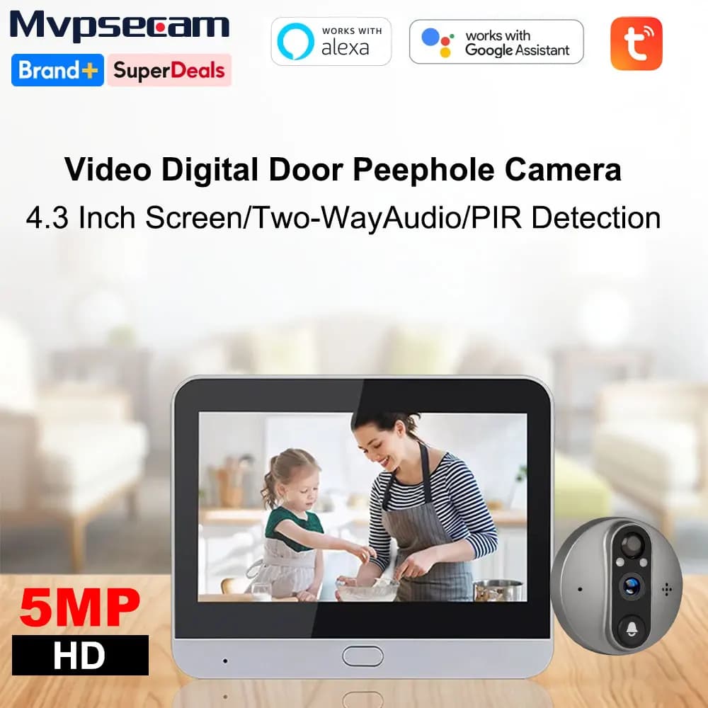 Campanello Video Wireless 5MP con Batteria, WiFi 2.4G, App Tuya, Visione Remota, Allarme PIR, Comunicazione Bidirezionale, Visione Notturna