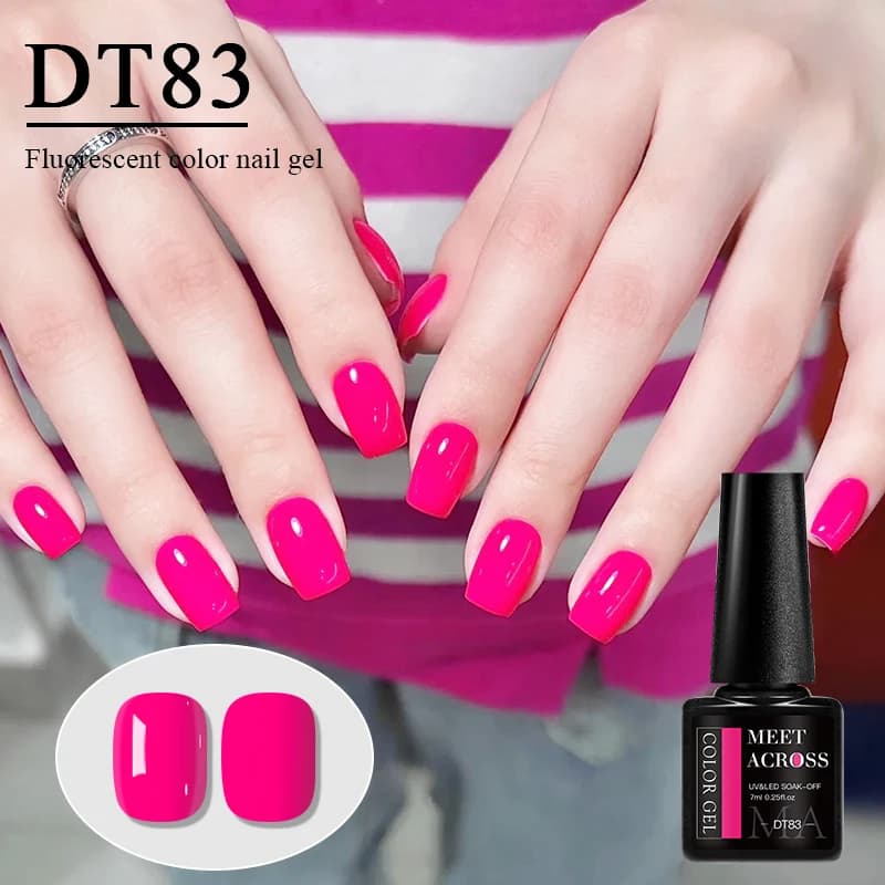 MEET ACROSS 7ml Neon Fluorescenza Gel Smalto per unghie Caramelle estive Lampada semipermanente Vernice Soak Off Gel UV Nail Art Manicure