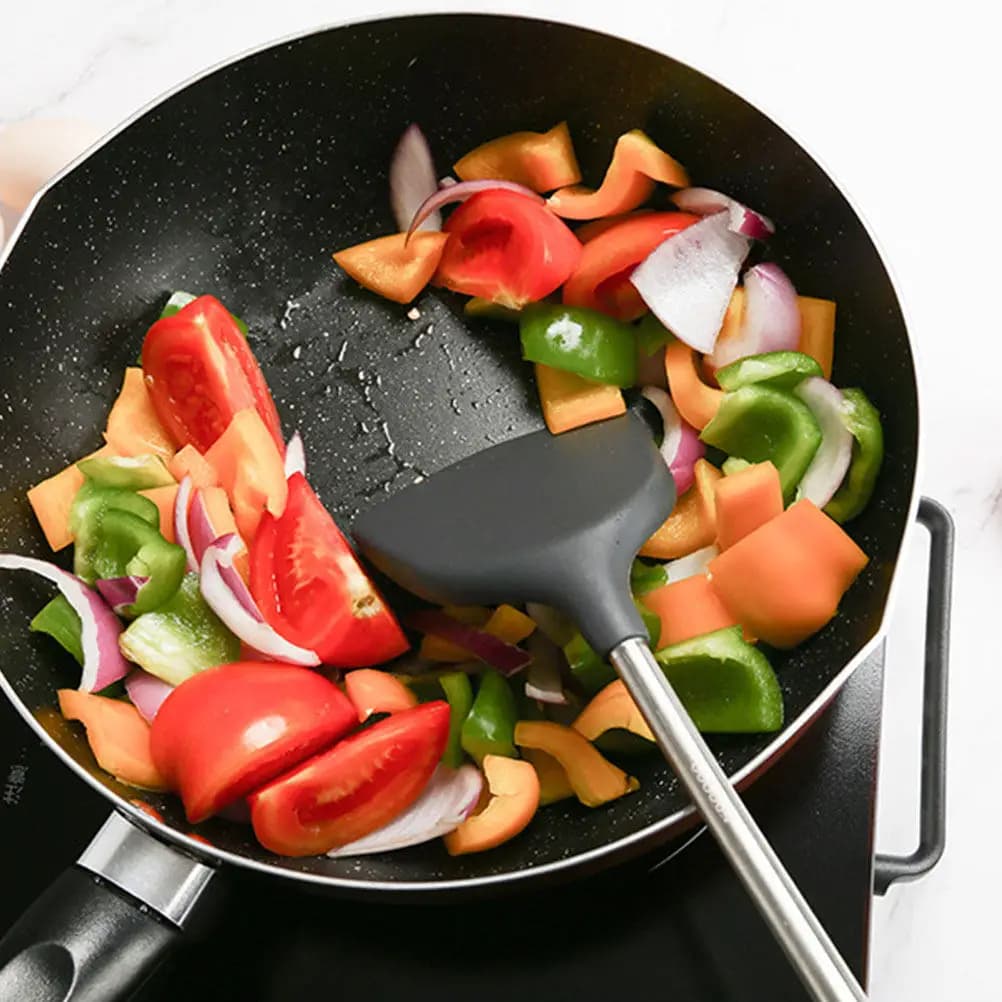 Set di Spatole in Silicone Antiaderenti Multifunzione per Wok e Padella, Utensili da Cucina Sicuri, Design Ergonomico, Riutilizzabili