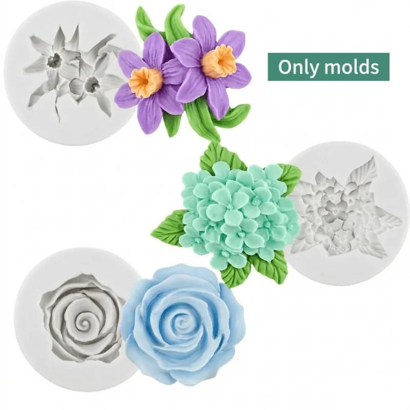 Stampo in silicone a 3 fiori, stampo in silicone per candele aromaterapiche, stampo in silicone per gesso, regalo fatto a mano, facile da sformare e pulire, per resina liquida.