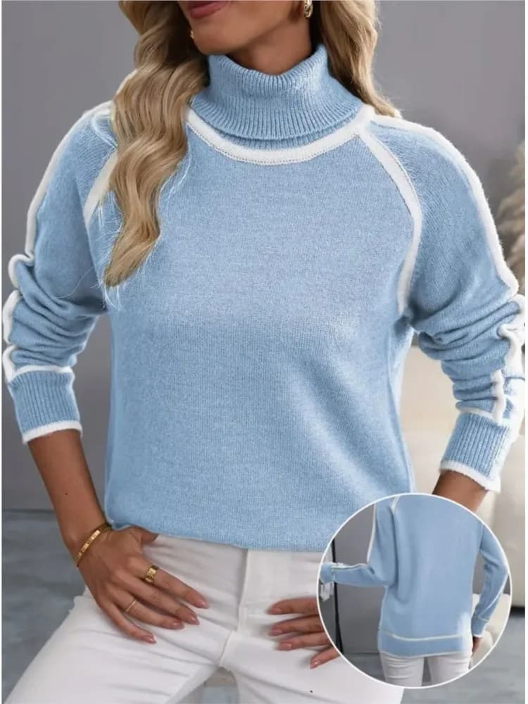 Maglione dolcevita per il tempo libero da donna autunno inverno moda abbinato ai colori maniche lunghe pullover lavorato a maglia allentato maglioni caldi femminili