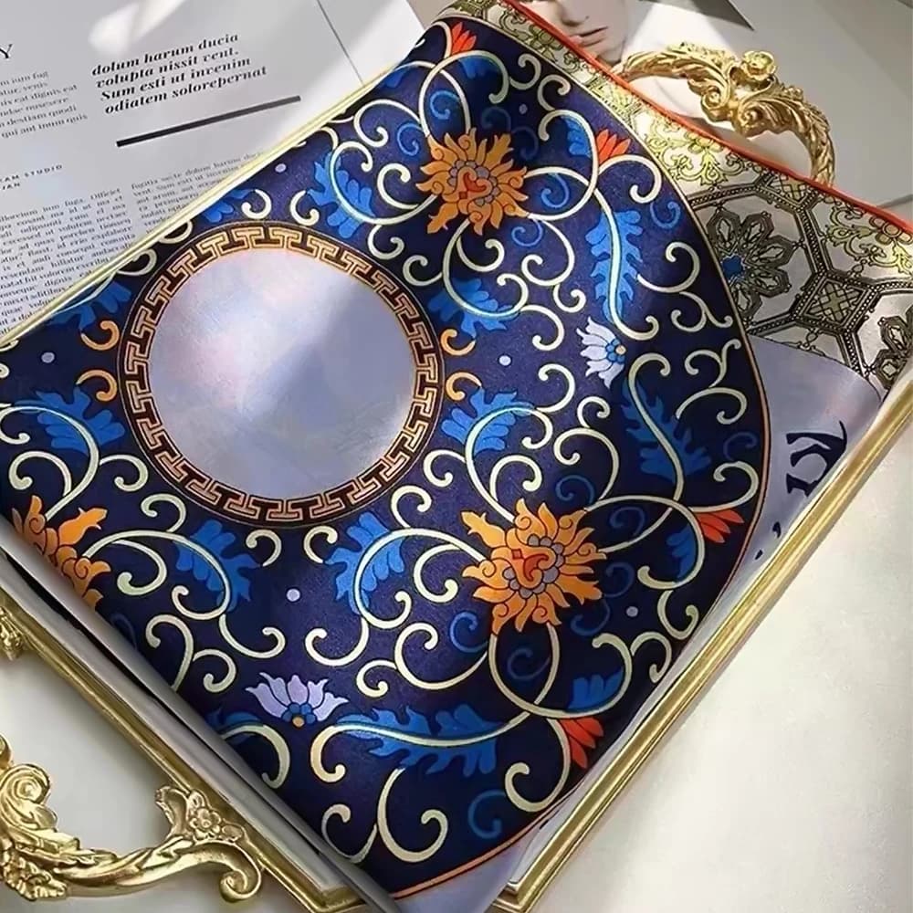 BYSIFA | Blue Luxury Femmes 100% sciarpa di seta scialle Foulard Fashion sciarpe di seta reale avvolge sciarpe quadrate di marca autunno inverno 110*110