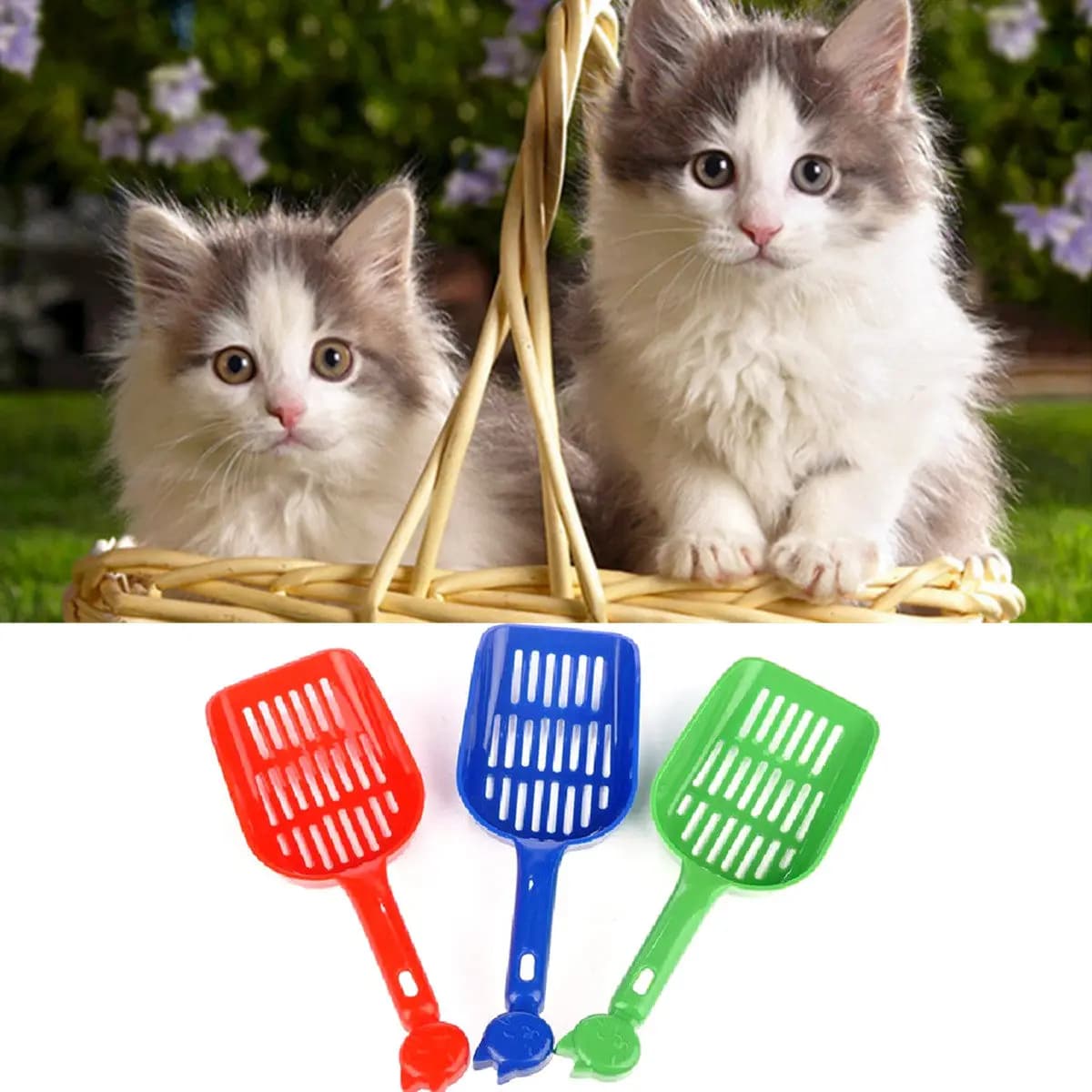 3Pcs Cat Litter Scoop Plastic Sturdy Poop Scooper Comfortable Grip for Cleaning Boxes Pet Sift Shovel Random Color