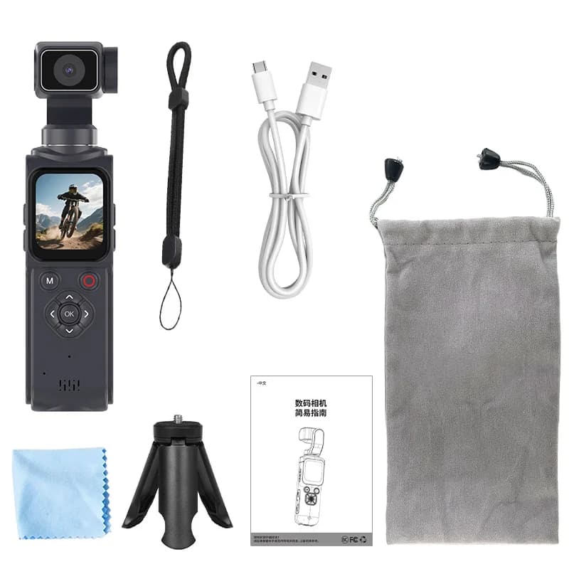 Fotocamera Gimbal Tascabile 4K Ultra con WiFi One-Tap 330 ° Stabilizzatore palmare per fotocamera sportiva con tracciamento automatico della rotazione e funzione Smart Beauty