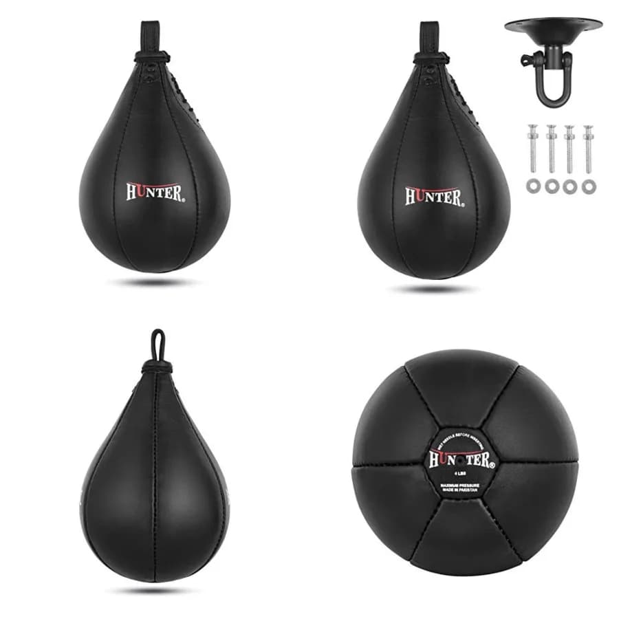 Sacco da Boxe in Pelle, Sacco da Allenamento Premium in Pelle Bovina con Girevole, Sacco Leggero per Rimbalzi Veloci e Allenamento dei Riflessi