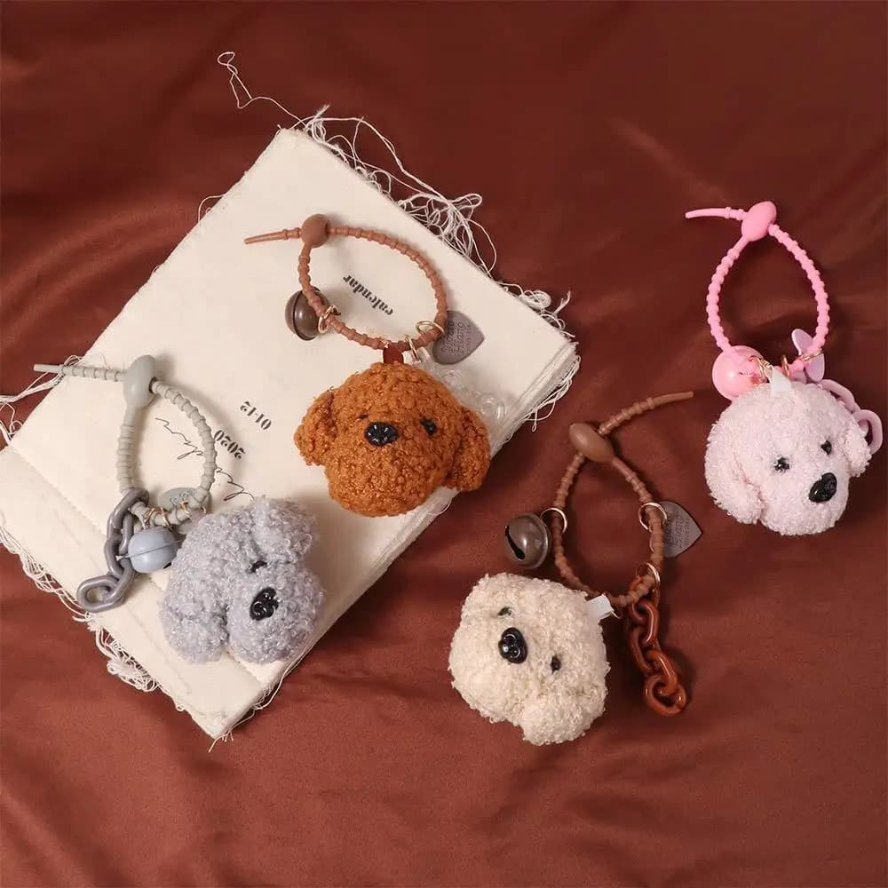Couple Gift Stuffed Animals Dog Keychain Pet Lovers Couples Matching Dog Key Rings Kawaii Poodle Dog Pendant Car Keychain
