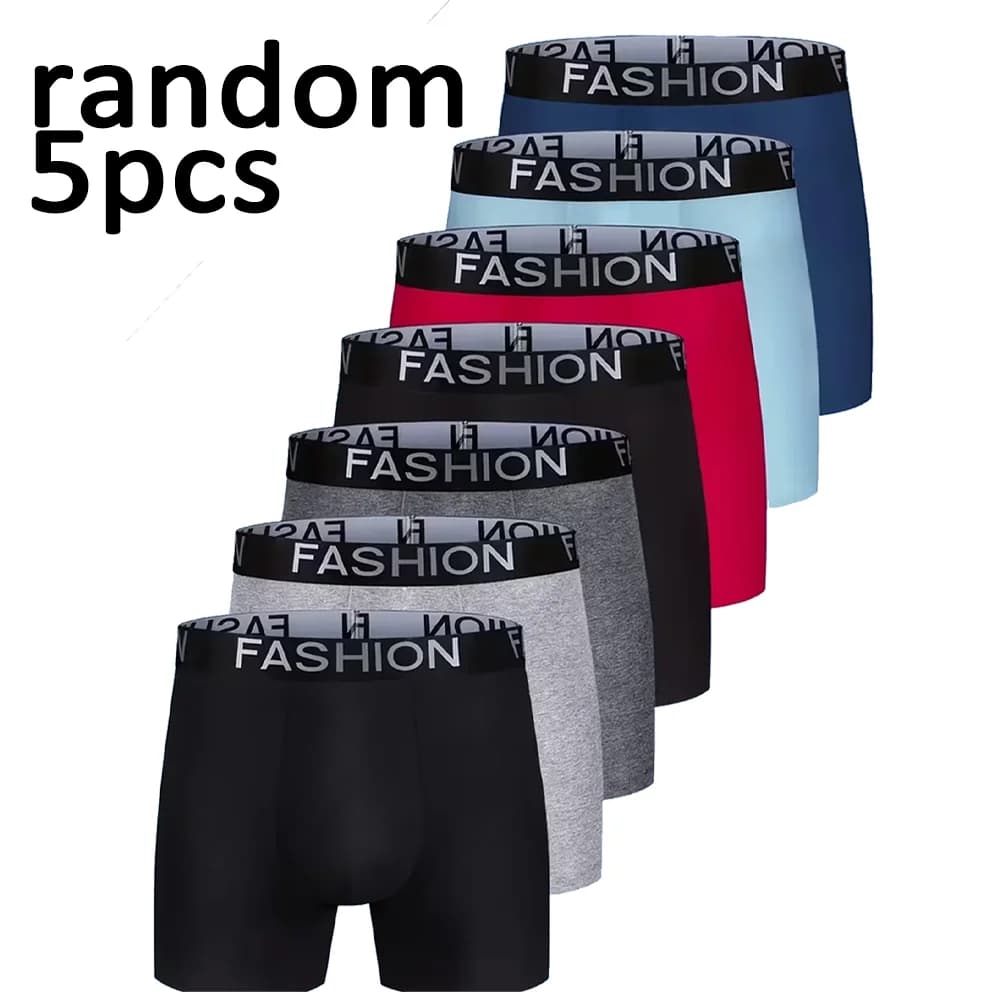 Set di 5 Boxer da Uomo in Cotone, Comodi, Traspiranti e Elastici, Moda Casual