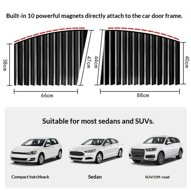 NUOVO Parasole Magnetico per Auto - Ultra Sottile, Isolamento UV e Termico, Tendina Parasole Telescopica per Finestrini Laterali, Anti-Zanzare, Partia