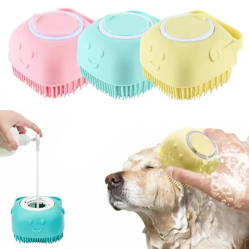 Summer Pet Bath Soap Dispenser Massage Brush, Silicone Massager Shampoo Dispensing Brush, Easy To Use, Christmas Comfort Dog