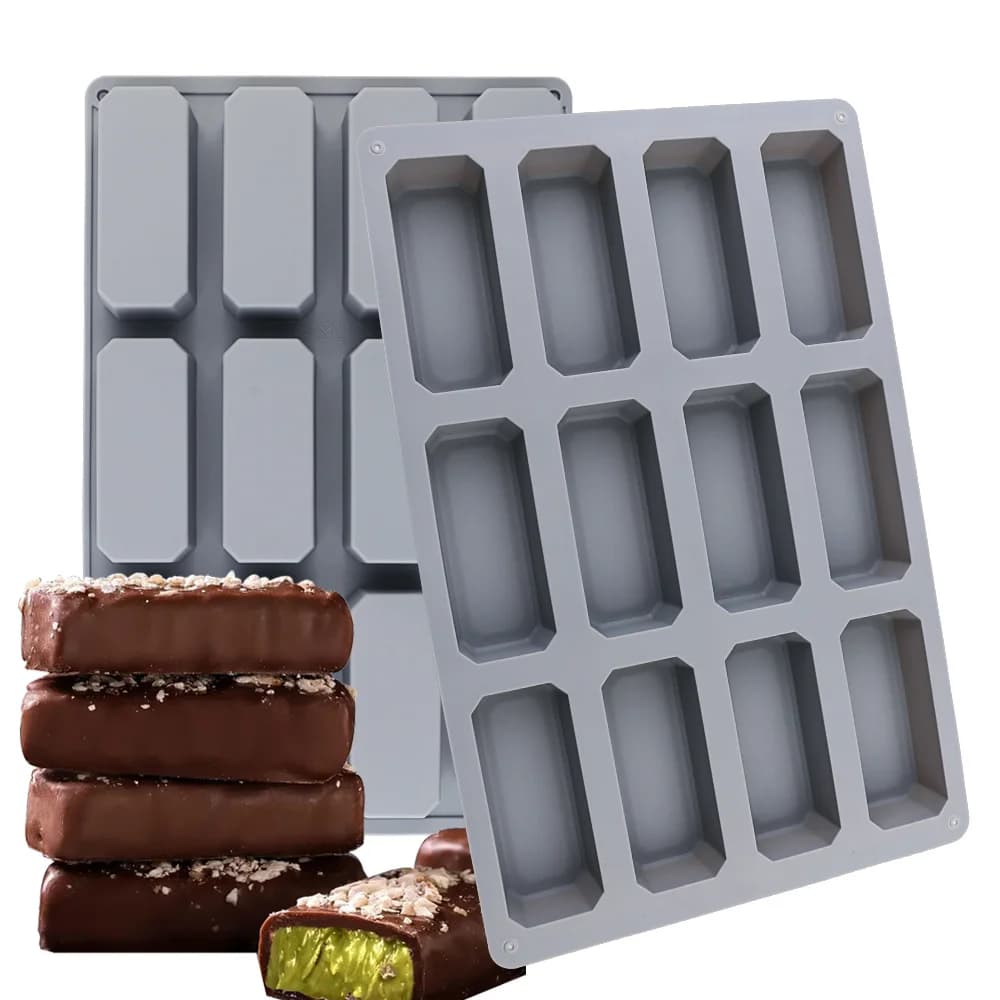Stampo rettangolare in silicone per dolci, utensile da forno utilizzabile per realizzare torte lunghe, gelato alla frutta, sapone, barrette di cioccolato, gelatine, burro, candele, ecc.