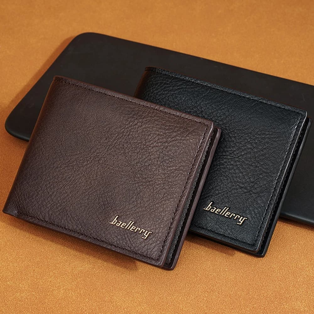 Portafoglio da uomo antifurto Baellerry Rfid, con tasca portamonete con cerniera, slot multipli per carte e finestra identificativa, portafoglio corto ultrasottile