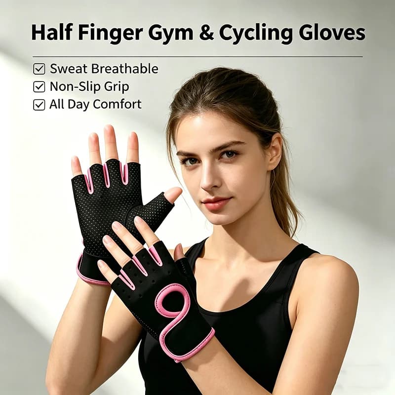 Guanti da Allenamento Traspiranti Mezze Dita, Guanti da Palestra Antiscivolo per Sollevamento Pesi, Palmo Antiscivolo per Ciclismo, Alpinismo, Fitness