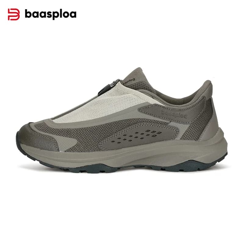 Baasploa Sneakers for outdoors, breathable hiking shoes in mesh, brand new comfortable trail running shoes, non-slip, wear-resistant, with zipper