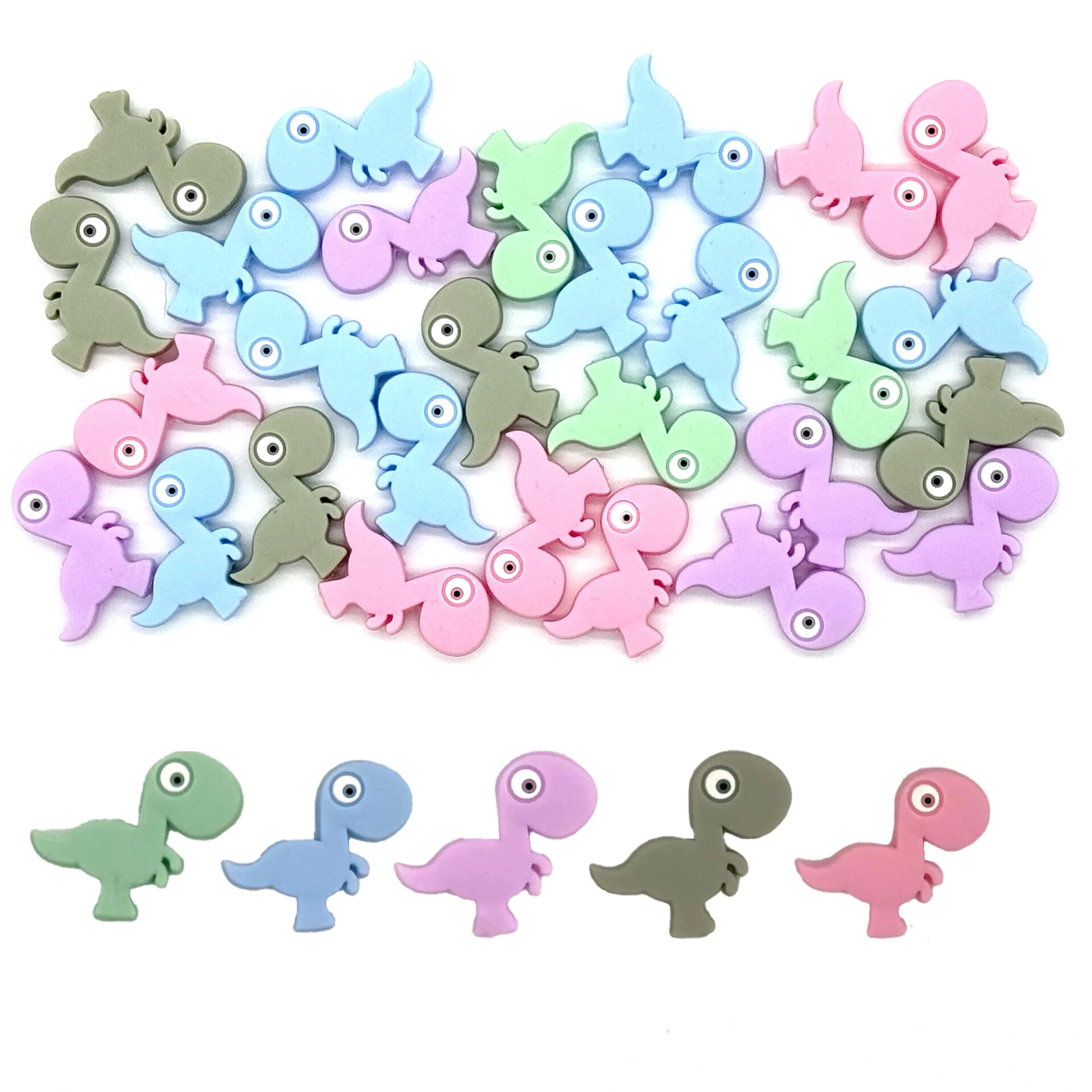 5 pezzi di perline di carattere di dinosauro in silicone per la creazione di gioielli fai da te creativi speciali penne con perline decorazioni portachiavi braccialetto fatto a mano