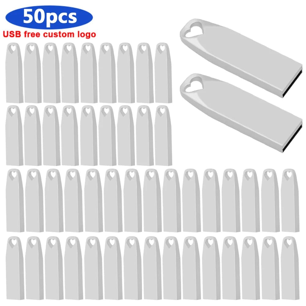 50 Pz/lotto LOGO Personalizzato Gratuito USB Pendrive 1GB 2GB 4GB 8GB 16GB Musica Flash Pen Drive 32GB Metallo Memory Stick Regalo Dell'azienda U Disco