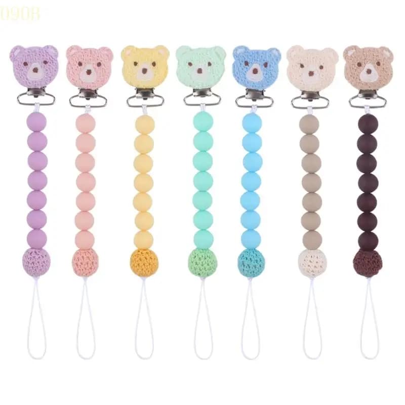 090b Clip clip grazioso clip teether a catena silicone tallone a sospensione fittizio antidrum clip teether clip per ciucini