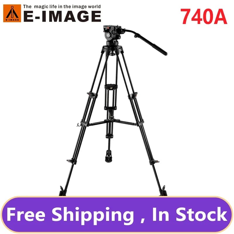 E-IMAGE EI740A Kit Treppiedi Usati in Alluminio da 75mm · Copripunte Antiscivolo Rimovibili, Fissaggio Inclinazione e Rotazione, Blocco Panoramica