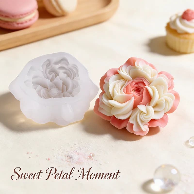 Stampo in silicone per candele con fiori di peonia 3D, petali a strati, stampi per candele a rilascio facile per realizzare candele, regali di cera profumata