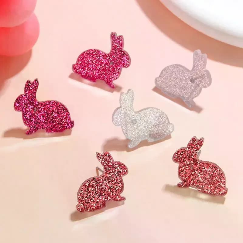 1/3 paia di orecchini pendenti in acrilico con design creativo a forma di uovo di coniglietto pasquale, con glitter, per regali e feste