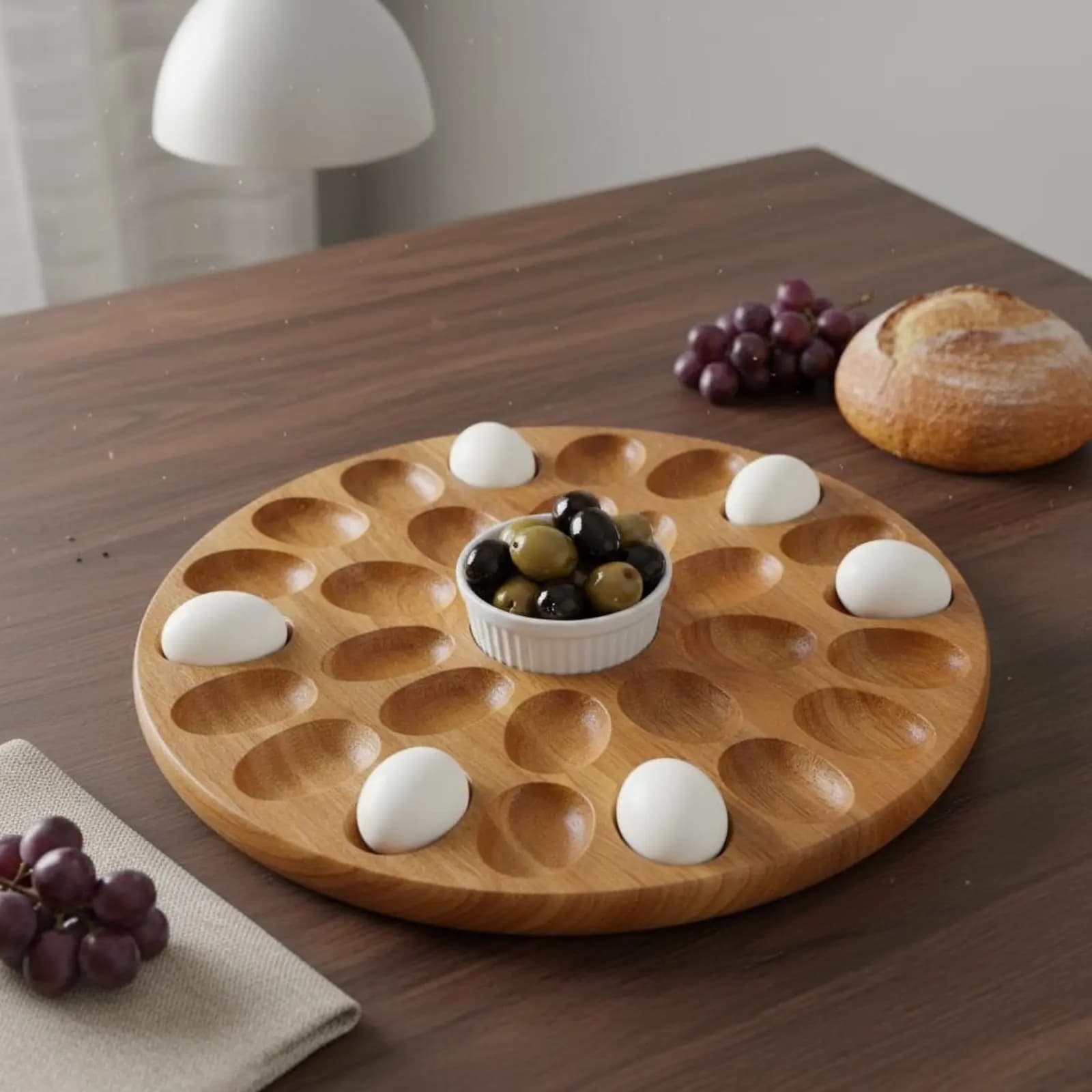 Vassoio Ovale Reversibile in Legno Naturale, Tagliere a Due Lati, Utensile da Cucina Rustico Stile Fattoria, Sicuro per Alimenti