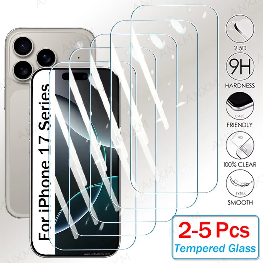 2-5 pezzi in vetro temperato per iPhone 17 Pro Max protezioni per schermo ad aria protezione completa colla in vetro
