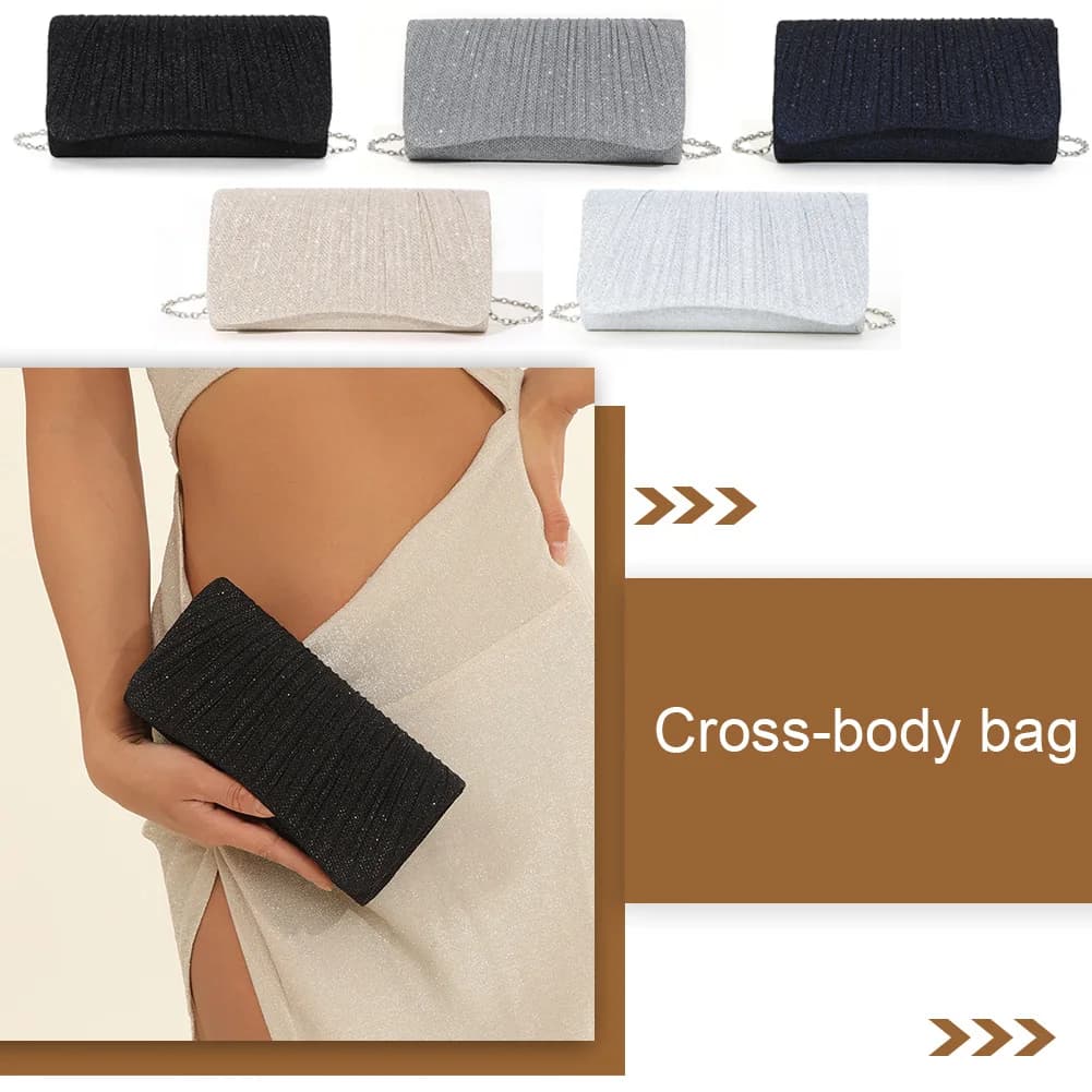 Borsa a Tracolla Lucida da Donna, Elegante Borsa a Spalla Brillante, Borsa a Mano con Catena alla Moda, Clutch Chic per Cocktail e Matrimoni