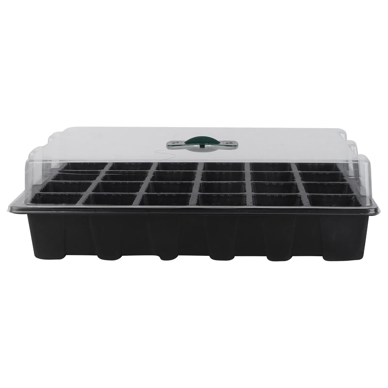 3Pcs Plant Germination Tray Set 24 Cells Black Nursery Pots Transparent Lid Heat Preservation Seedling Box Stackable Grow Tray