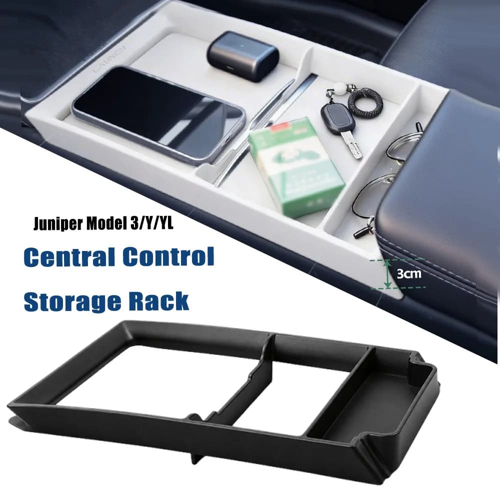 Anti Slip Center Console Storage Tray For Tesla Juniper Model 3/Y/YL Armrest Box Organizer Car Interior Accessories Console Rack