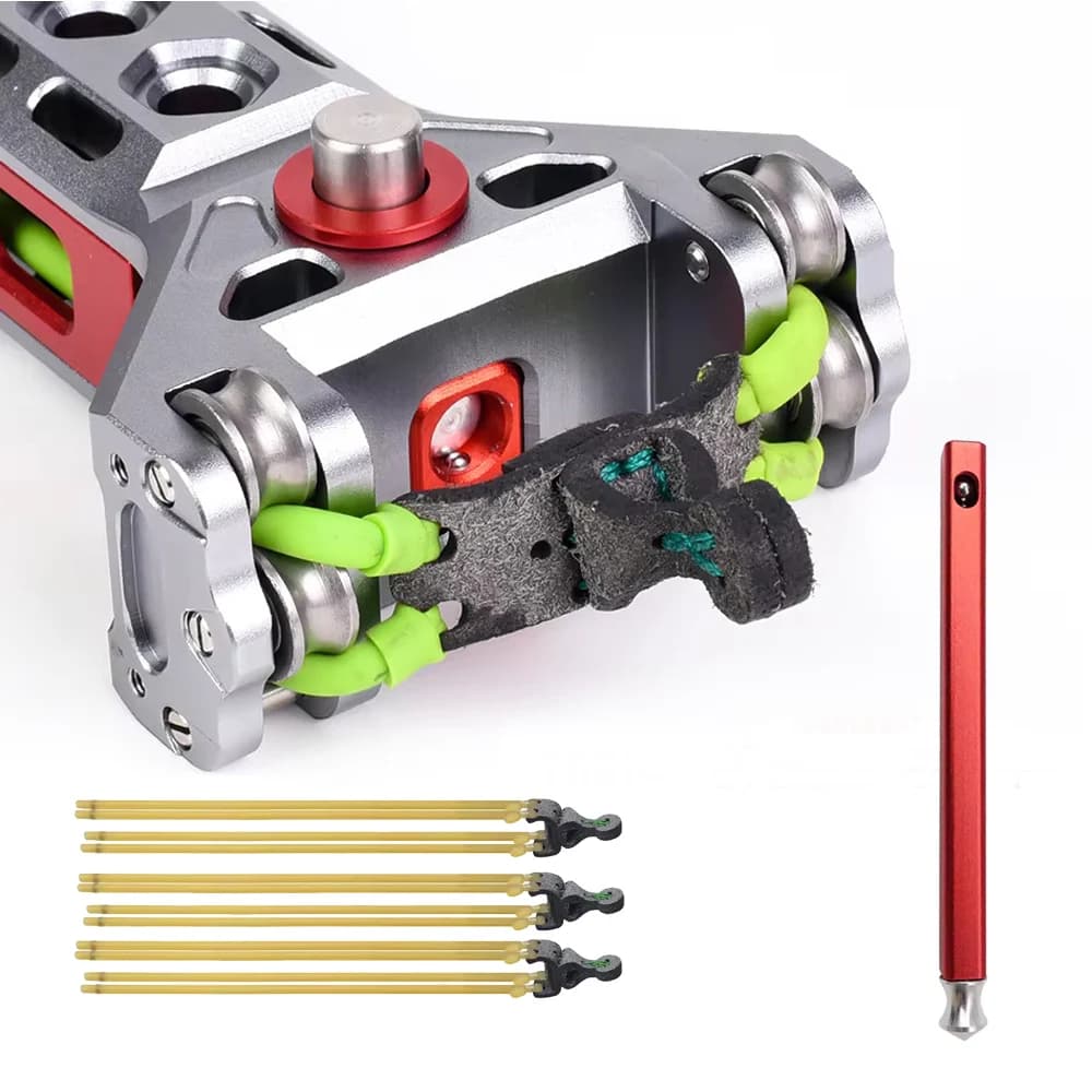 Outdoor HuntingAluminum Alloy Automatic Slingshots Magazine and High-Elastic Tubular Magnetic Rubber Bands Accessories