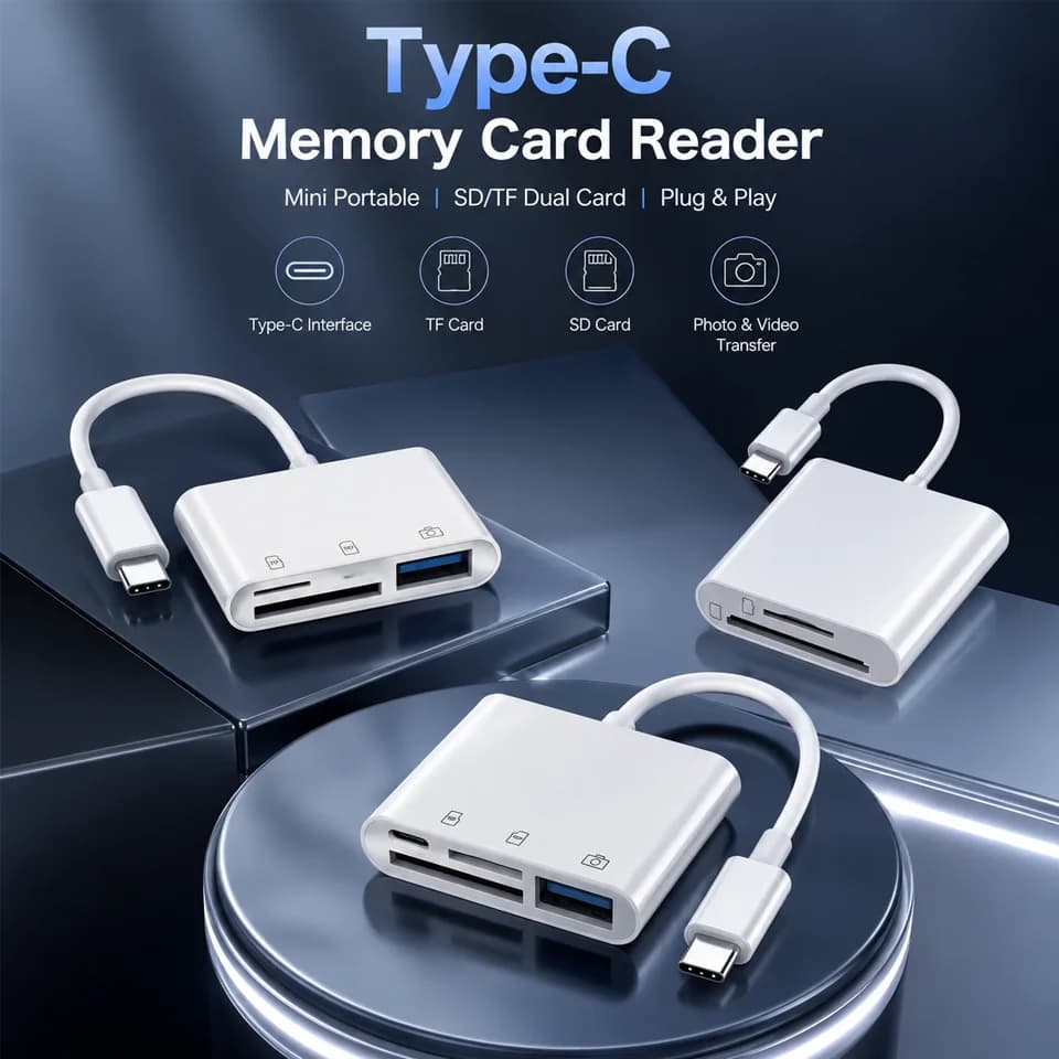 Type C Card Reader TF SD Memory Card Reader OTG USB C Card Adapter For iPhone Macbook Samsung Huawei Xiaomi USB Type C Adapter