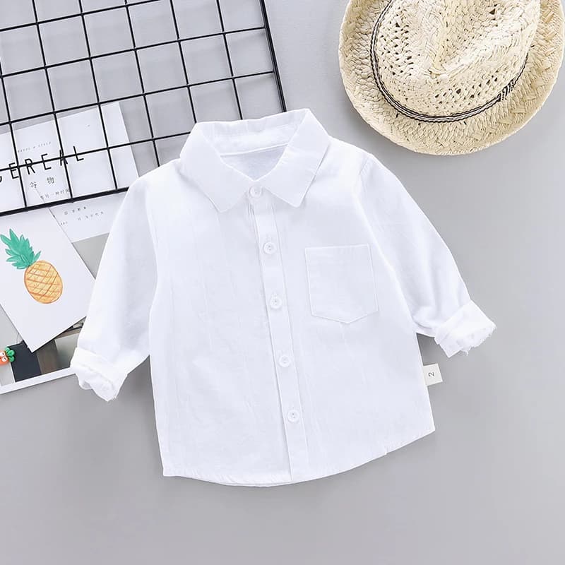 Nuovi bambini BIANCO SOLIDO Ragazzi/ragazze Camicie Bambini Top Ragazzi/ragazze Manica lunga Abbigliamento da sposa per bambini Baby Top Tee Shirts 0-4 anni