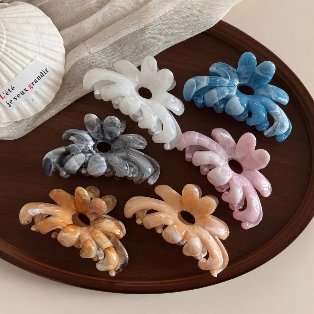Flower Large Hair Claw Clips Crab Hair Barrettes Women Plastic PC Hair Clamps Girls Ponytail Shark Clips Hair Accessories Summer