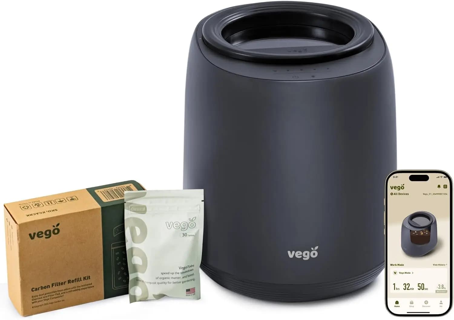 Kitchen Composter, 4L Electric Composter Countertop 5 Modes Weight-Based Smart Compost Bin with App Odorless Auto-Cleaning