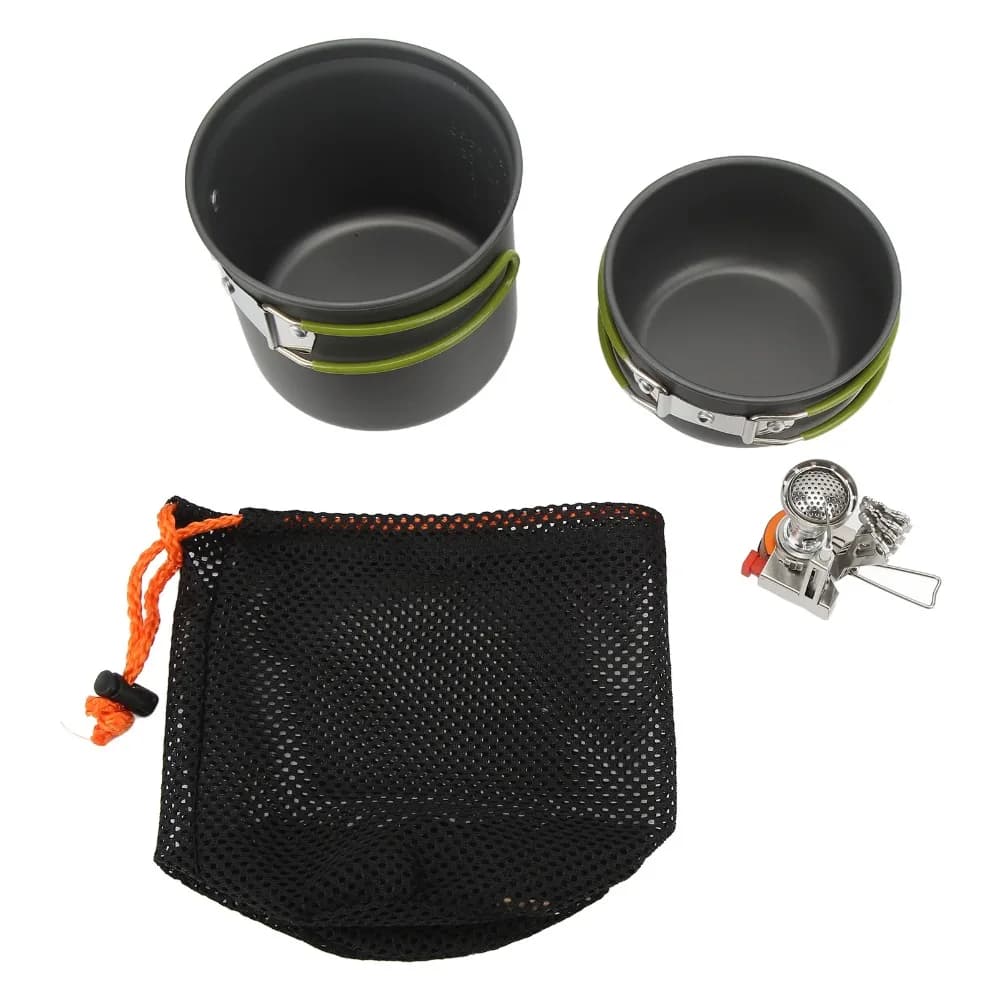 Alumine Camping Cooking Set With Handle Lightweight Portable Stove Pot Set High-Efficiency Portable Camping Cookware Set Hiking