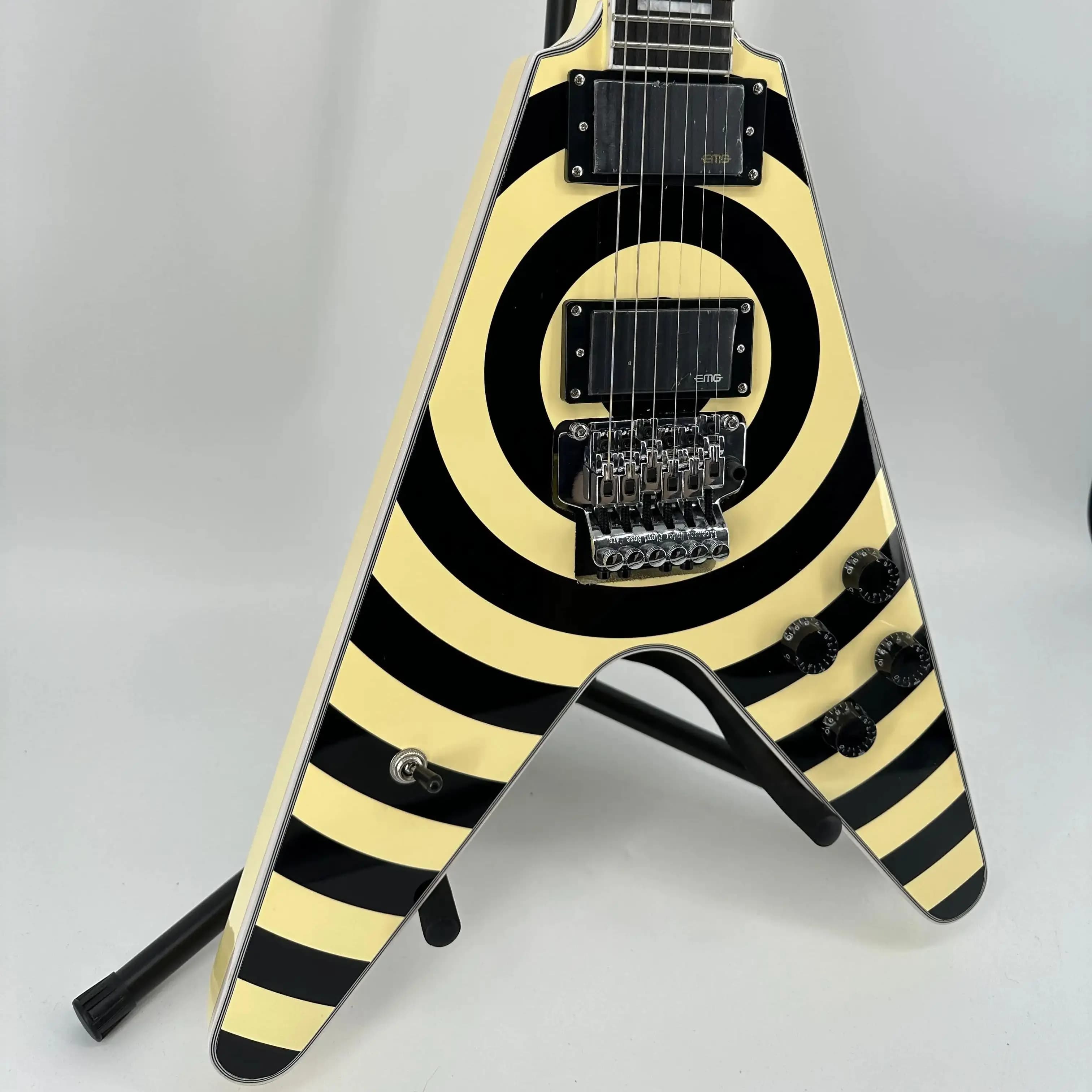 Chitarra elettrica Zakk Wylde Flying V Bullseye con pickup HH, tastiera in palissandro, regalo a tema chitarra elettrica, spedizione gratuita