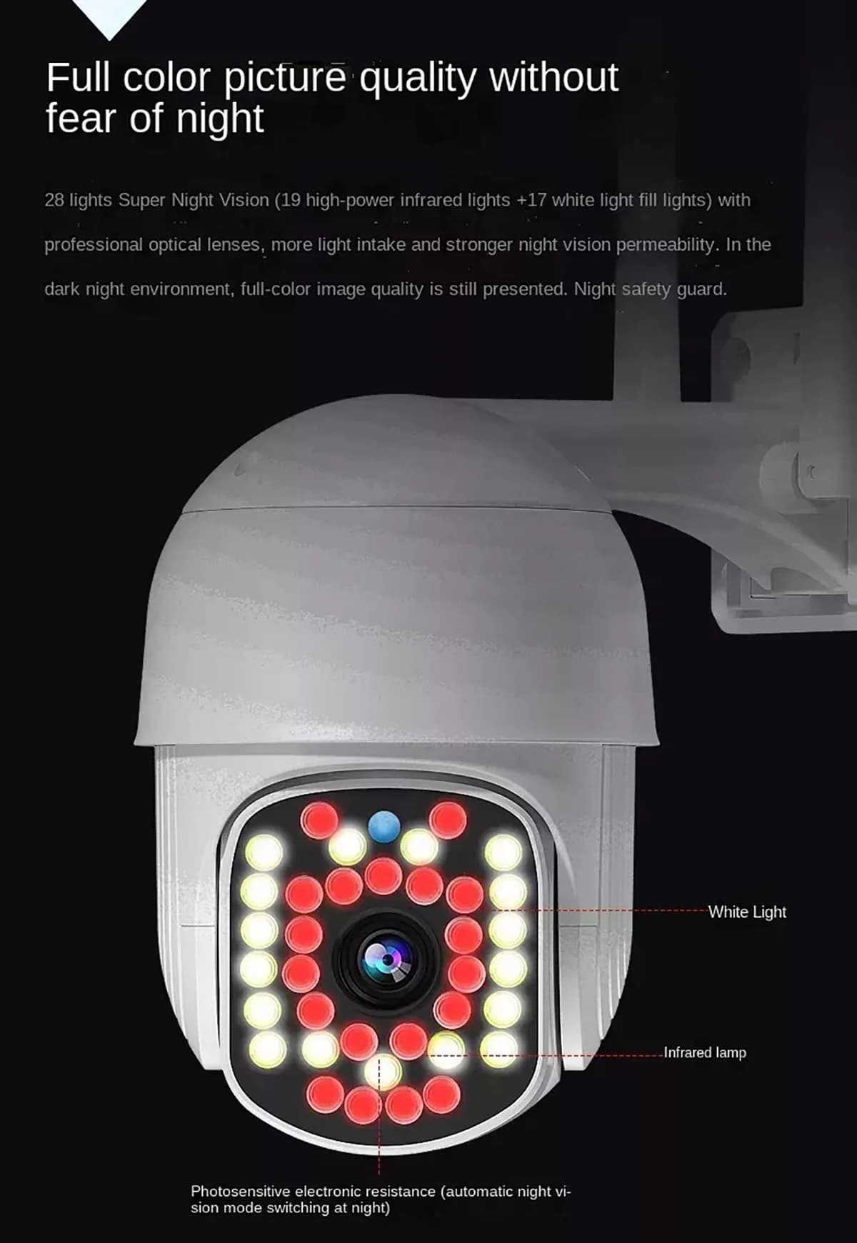 2MP 1080P YCC365 APP PTZ IP Dome Camera Visione notturna a colori AI Umanoide Monitoraggio automatico Sicurezza domestica CCTV Baby Monitor