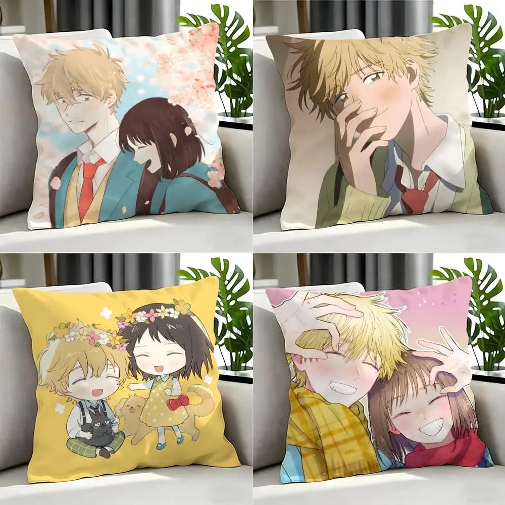 Set di 4 fodere per cuscini anime Skip and Loafer, 50x50 45x45 40x40, federe decorative per divano e arredamento casa