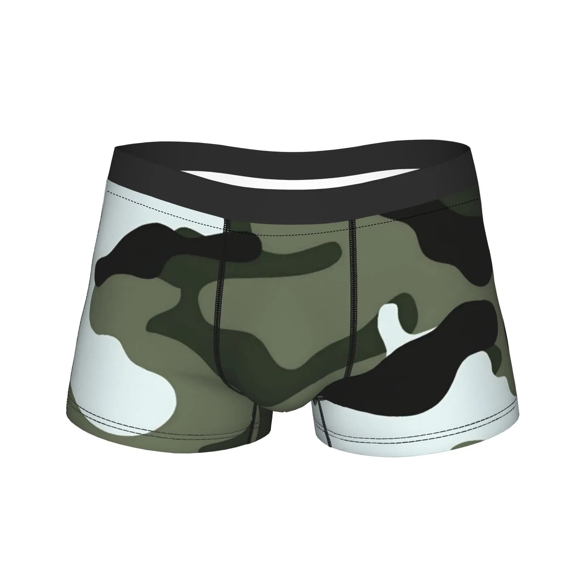 Green And Brown Camo Boxershorts Pouch Underwear Trenky Print Shorts Briefs Sexy Soft Men Panties Plus Size