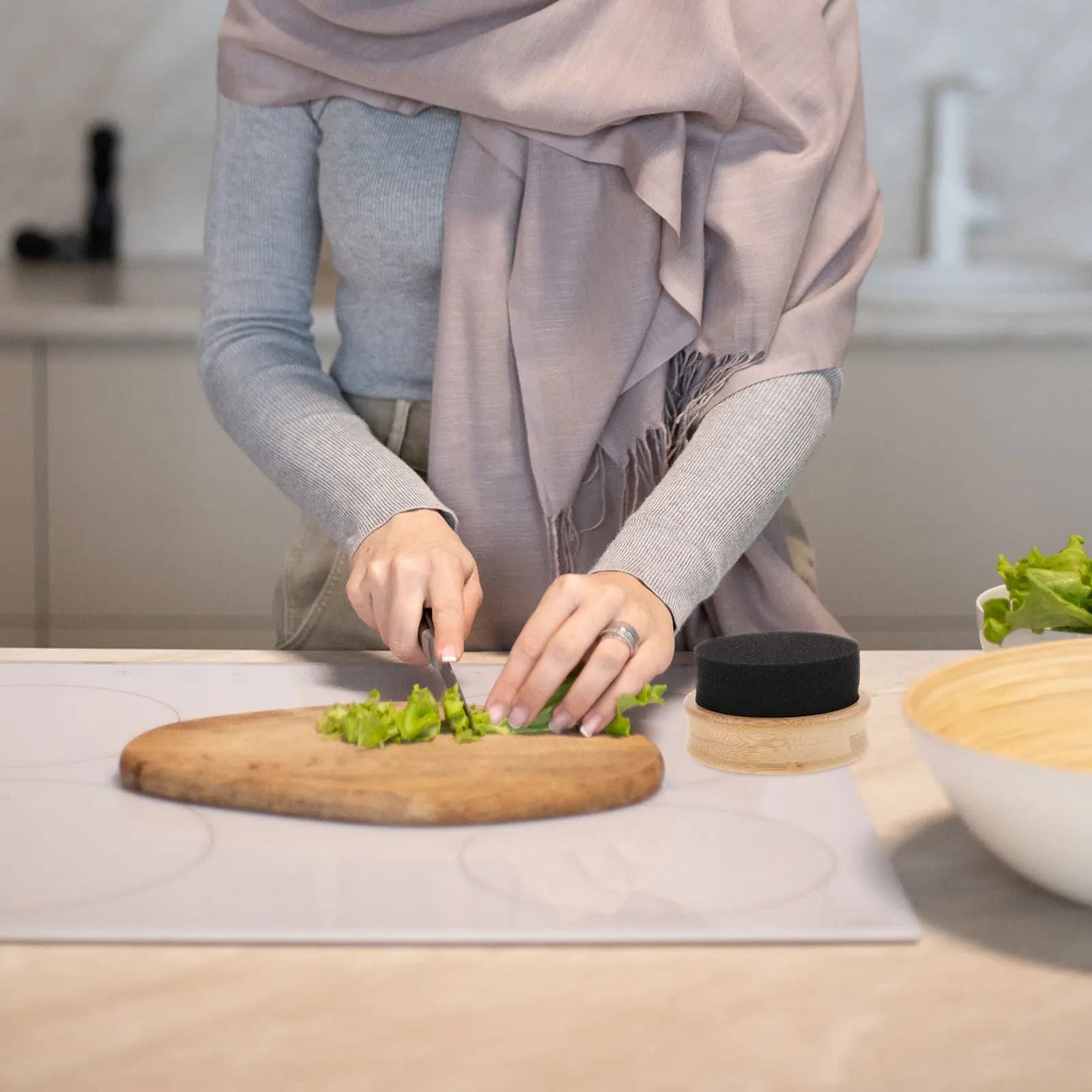 Natural Wood Cutting Oil Applicator, Surface Liscia for Cleaning and Care, Suitable for Kitchen Drawers and Containers, for Wax and Cream