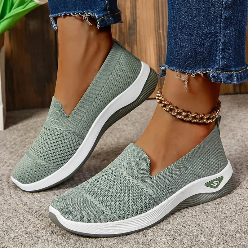 Mocassini da donna Scarpe casual lavorate a maglia Sneakers leggere con plateau Scarpe da passeggio con suola morbida traspirante Zeppe slip on Scarpe da donna