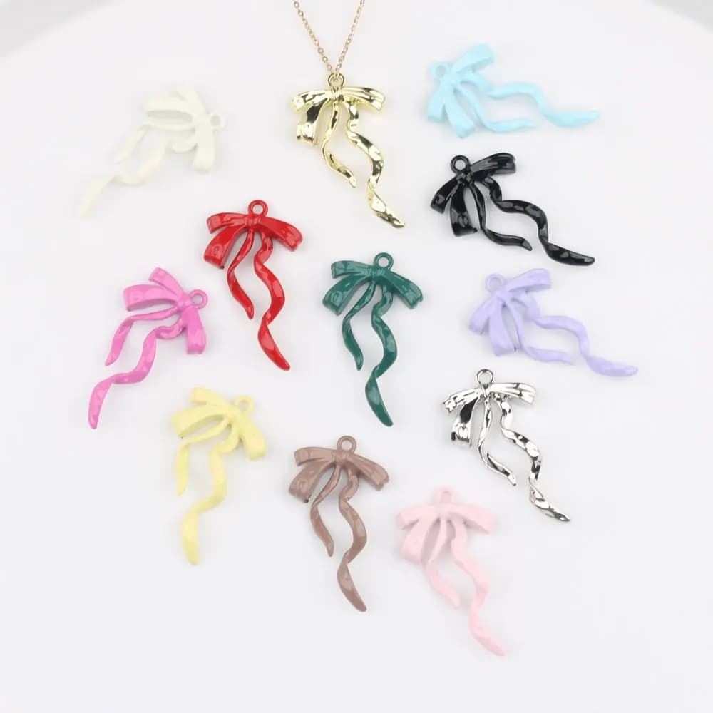 20 Pezzi Ciondoli Minimalisti in Lega Dipinta a Forma di Fiocco per Bracciali, Collane e Orecchini Fai-da-Te, Accessori per Gioielli