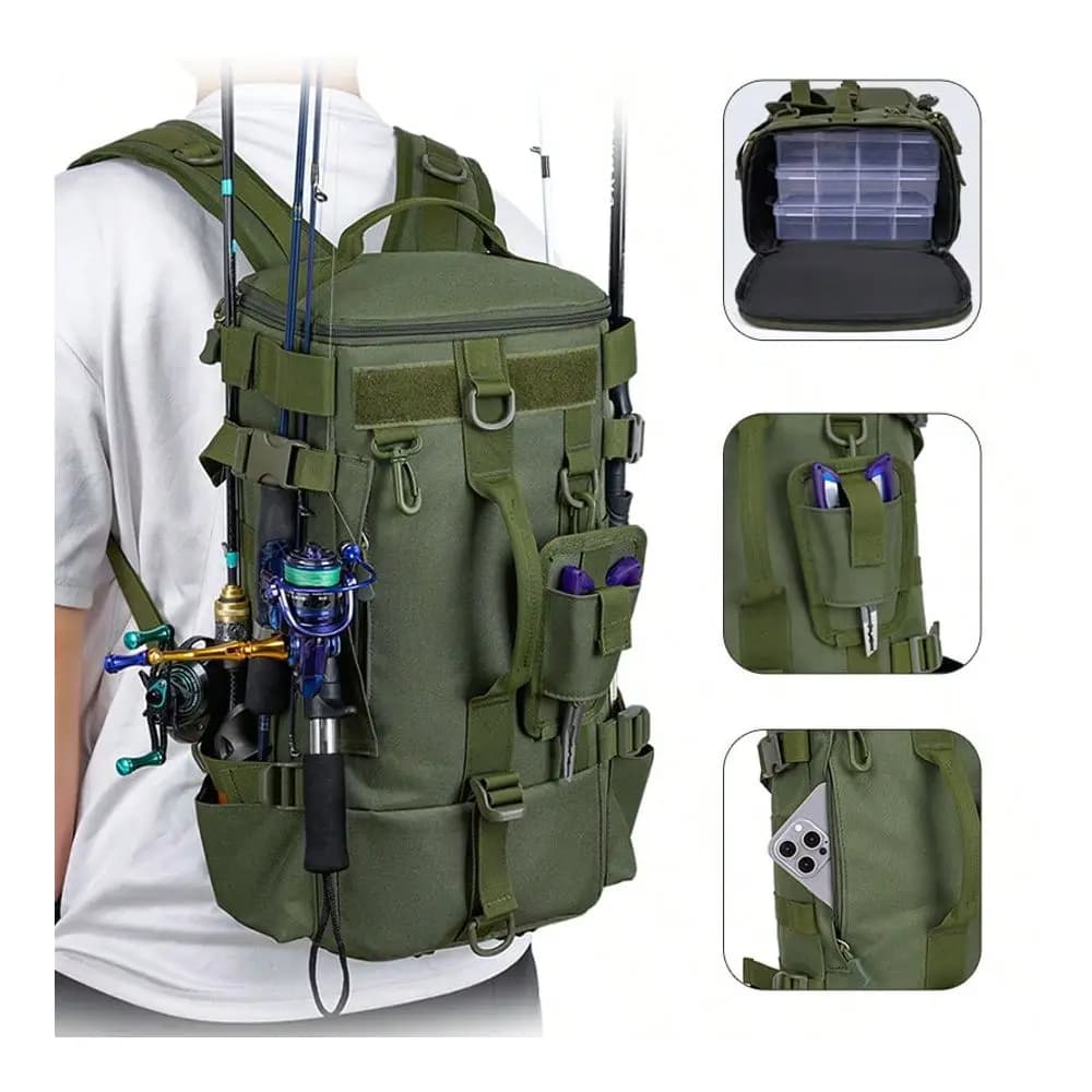 Fishing Backpack, One Shoulder Fishing Gear Bag With Tool Box Storage, Unisex Fishing Gear And Accessories Storage Bag, MultiFu