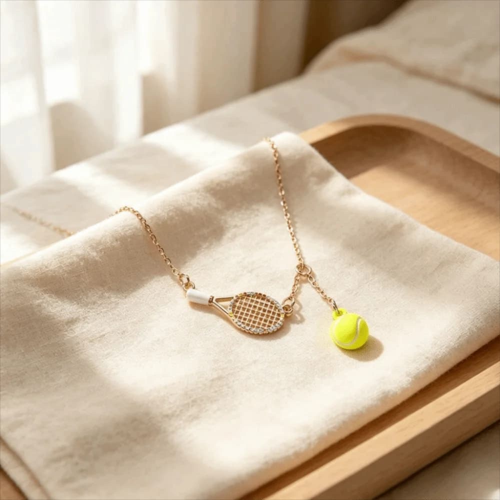 Tennis Lovers Gifts Openwork Design Tennis Racket Necklace Tarnish Free Waterproof Racket Pendant Necklace Sport Necklace Girls