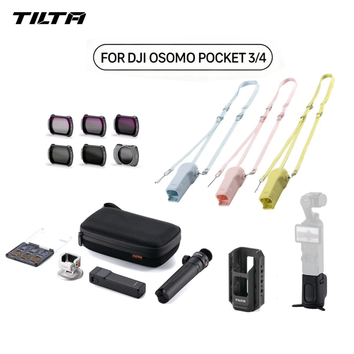 TILTA per DJI Osmo Pocket 4, accessori per Pocket 3, custodia per il trasporto, supporto magnetico, custodia per filtri, set di espansione, adattatore per custodia.