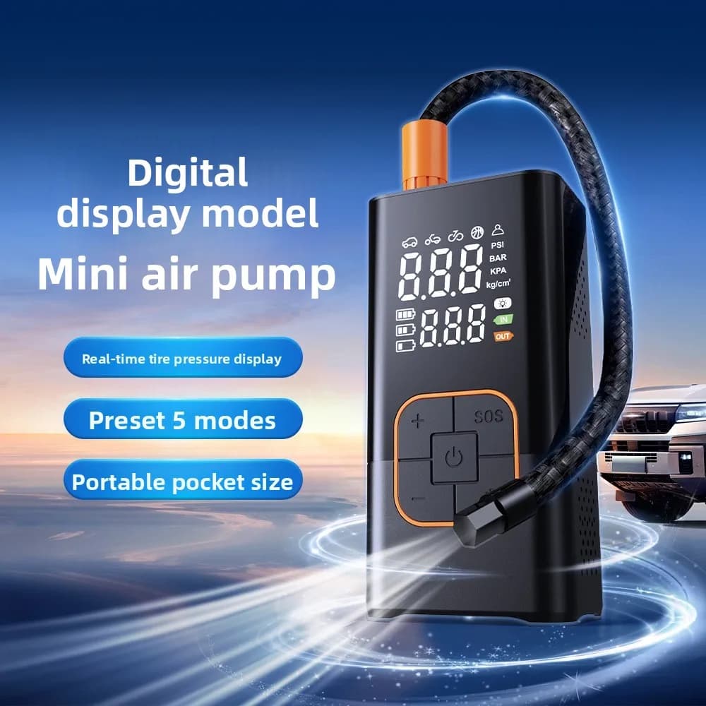 Compressore d'Aria Portatile con Doppio Display Digitale, Gonfiatore Elettrico Wireless per Pneumatici Auto