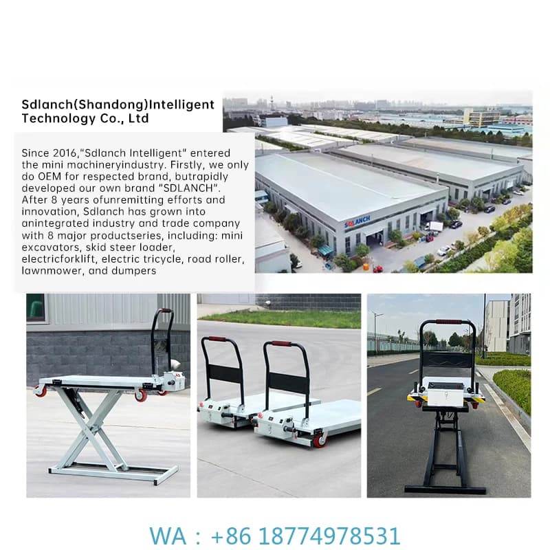 Carrello a forbice per carretto a mano a base piatta con sollevamento idraulico elettrico per la movimentazione, caricamento e scarico a bordo portatile
